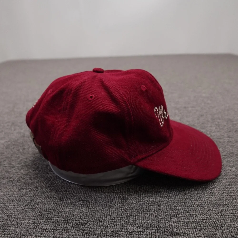 Vintage Wrangler Hat Cap Strap Back Mens One Size Red Twill Cowboy Western Logo